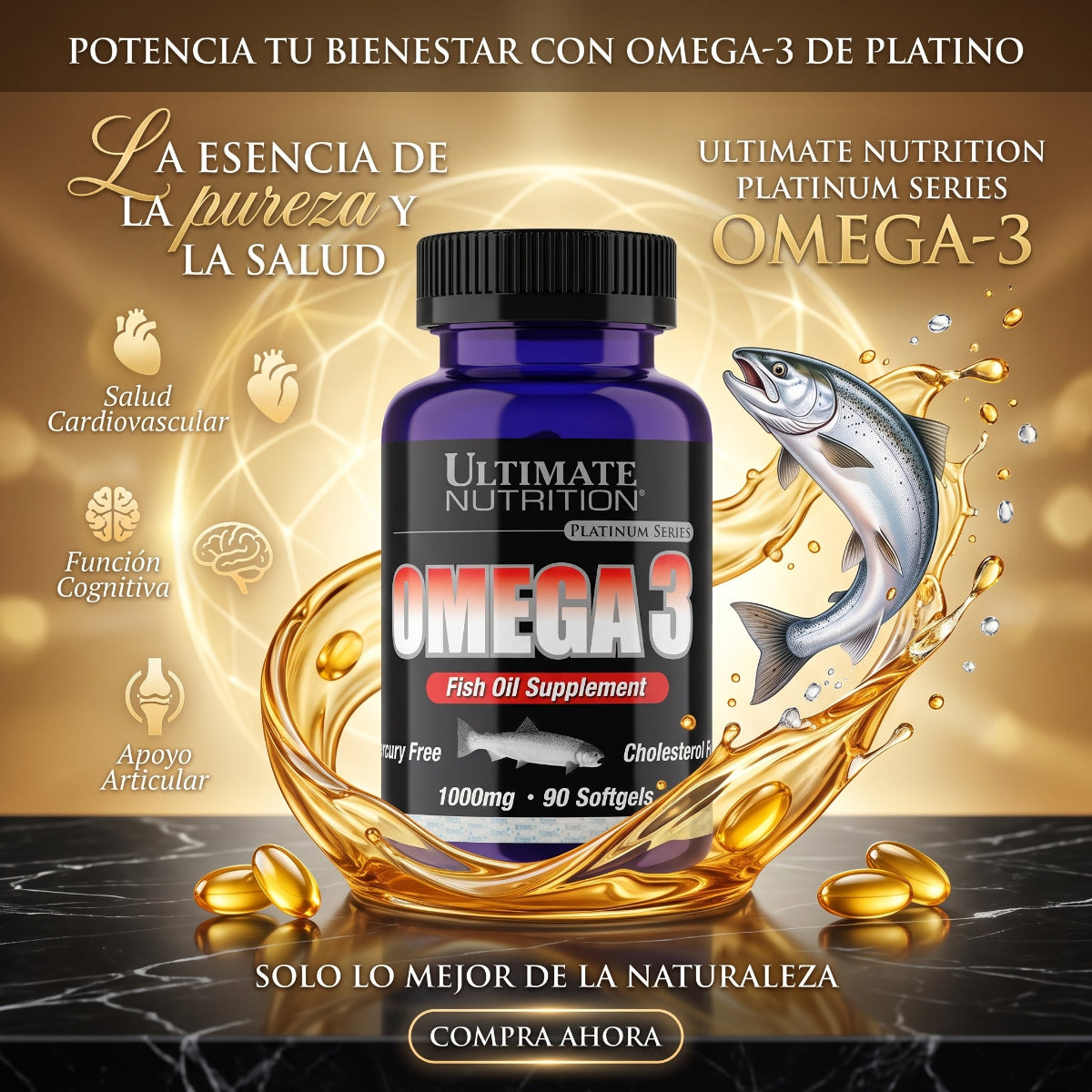 Omega 3 Fish Oil 1000 mg — 90 cápsulas