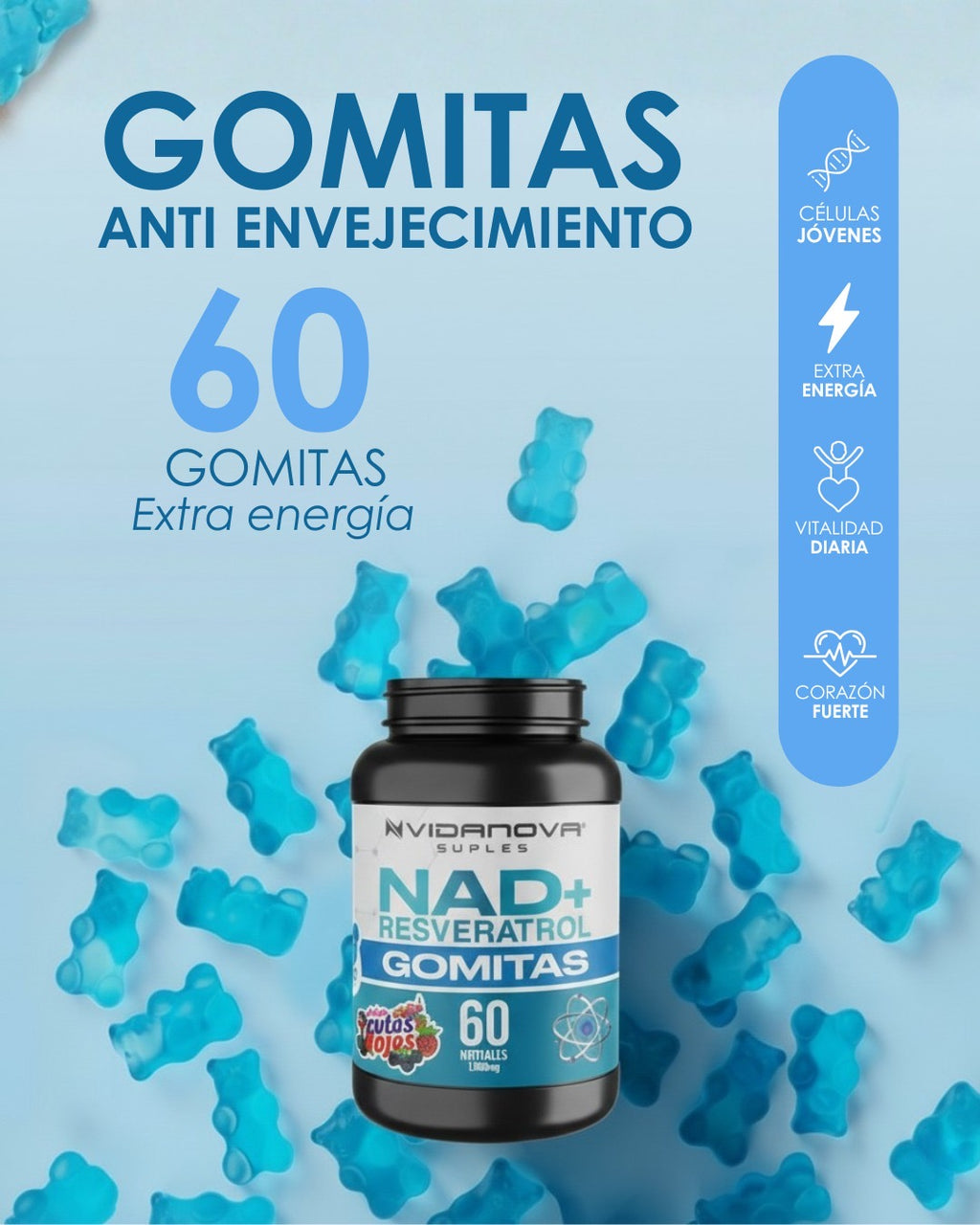 NAD+Resveratrol 1000mg - Gomitas