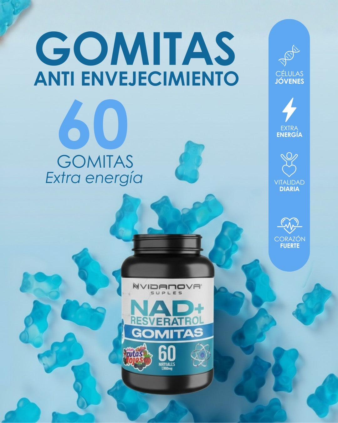 NAD+Resveratrol 1000mg - Gomitas
